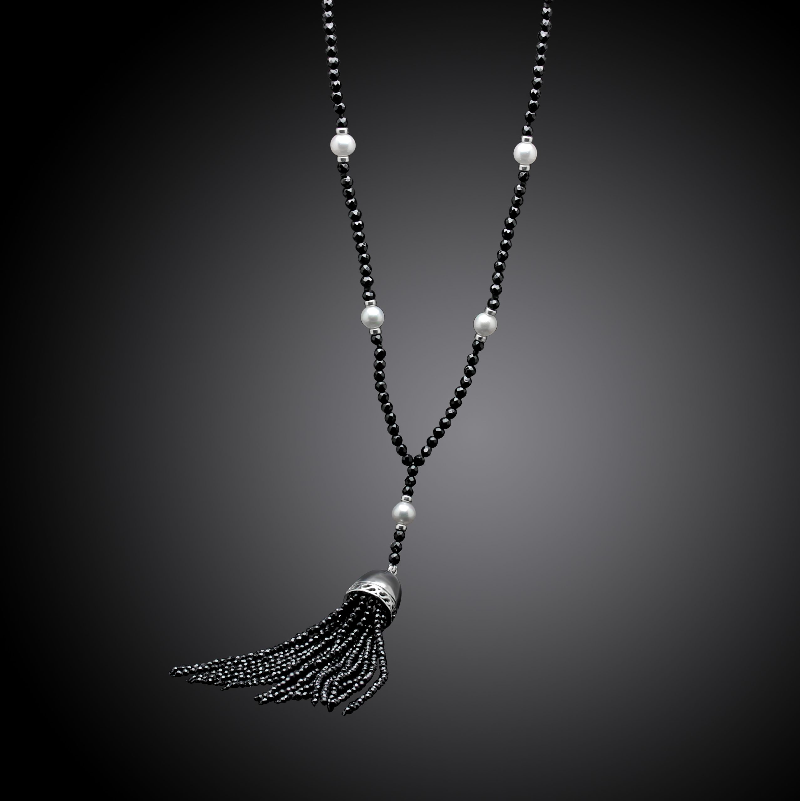 Titanium Necklace with Big Black Pearl Pendant | Nonita Jewelry