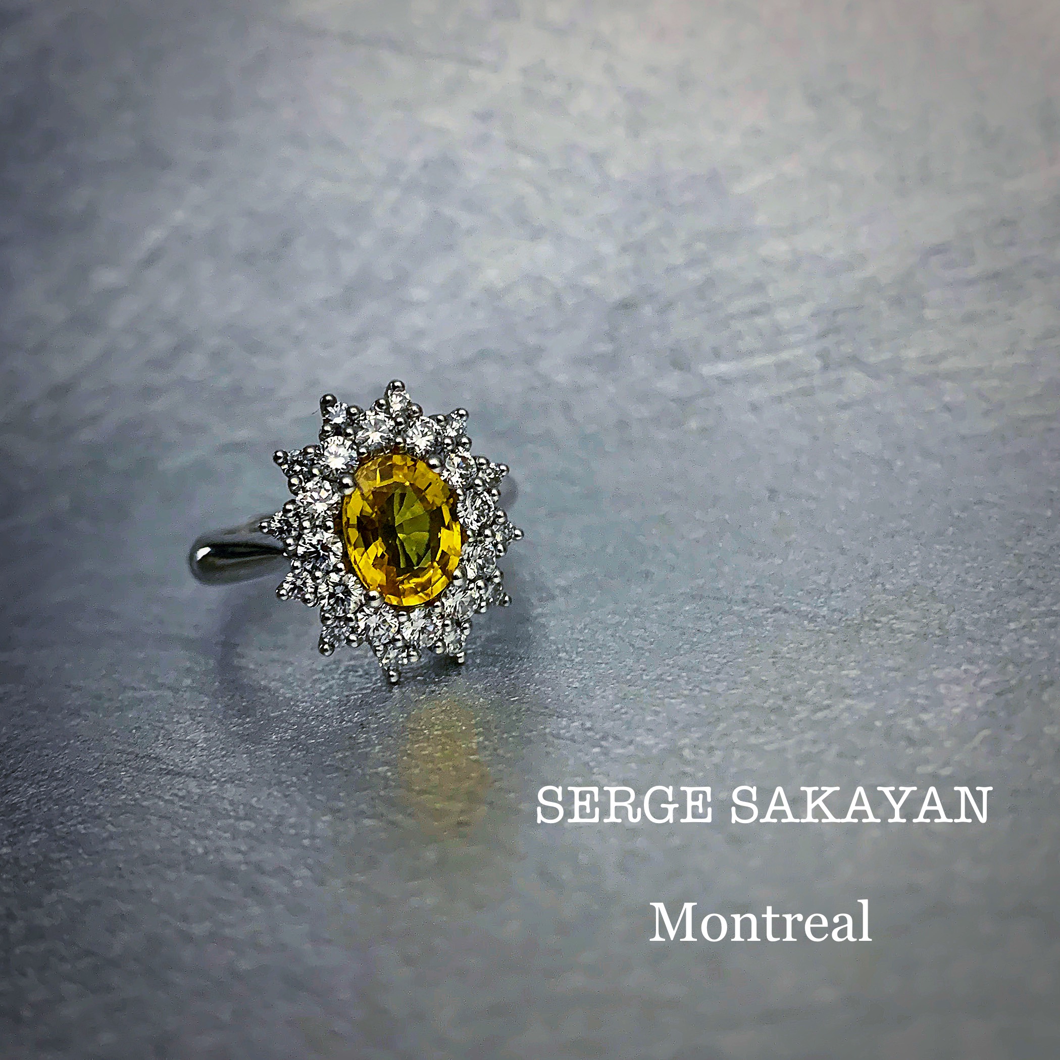 Bright Canary Yellow Sapphire Modern Engagement Ring with Diamond Acce
